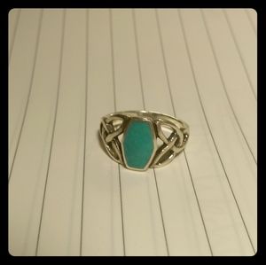 Size 6 Turquoise Celtic Ring 925 Sterling Silver